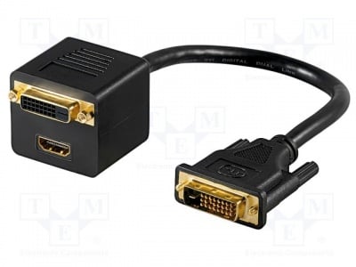 Кабел преходник DVID-DVID/HDMI Адаптер; DVI-D (24+1) гнездо, DVI-D (24+1) щепсел, HDMI гнездо